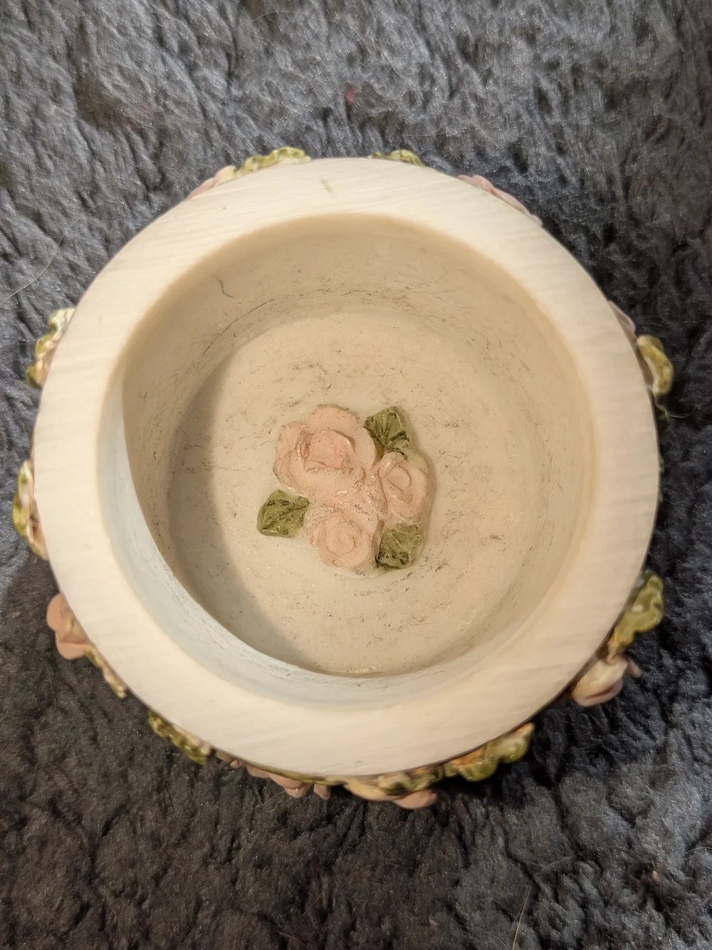 Pink Floral Trinket Box with Rose Lid